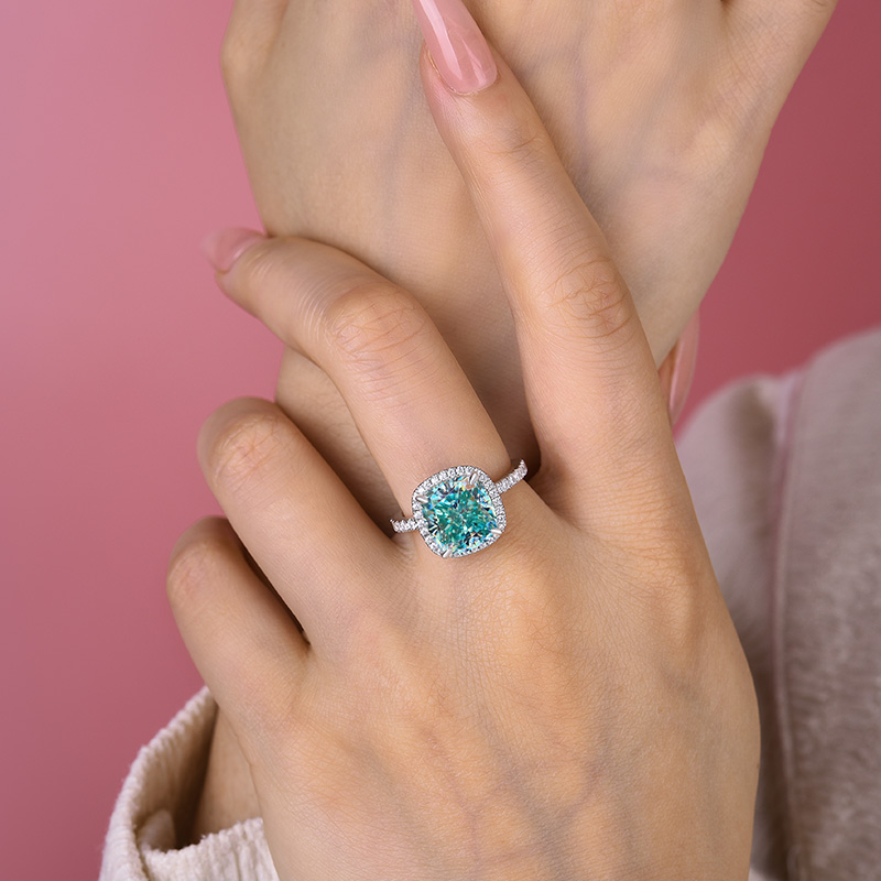 Buy Platinum Blue Diamond Engagement Ring, Wedding Ring, Bridal Ring, 1.36  Carat Certified Split Shank Halo Handmade Online in India - Etsy